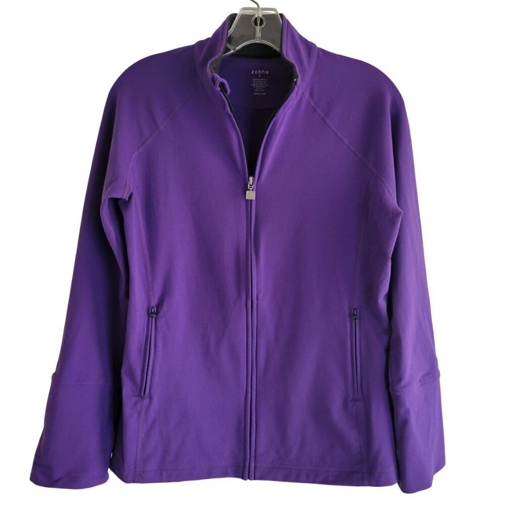 Zobha Purple Zip Up Athletic Jacket Zippered Front with Cuffs Size 6